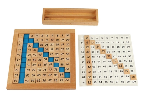 Montessori Trays Times Puzzles 1-100 Numbers Blocks Math Table Board