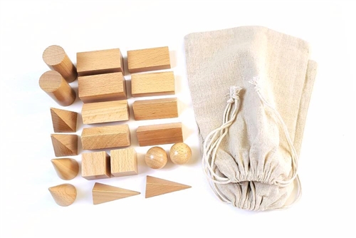 IFIT Montessori: Mystery Bag with 20 Wooden Solids