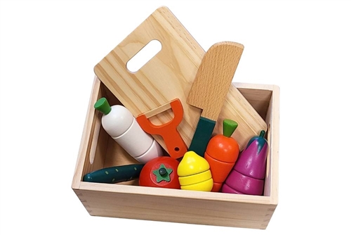 Wooden Magnetic Vegetable Cutting Set with Tray (Clearance)