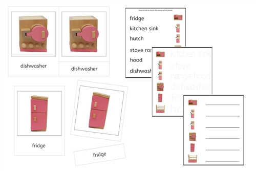 Pink Kitchen Language Exercise Cards - Set A (PDF)