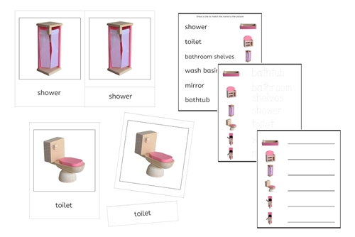 Pink Bathroom Language Exercise Cards - Set A (PDF)