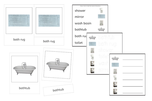 Yellow Bathroom Language Exercise Cards - Set B (PDF)