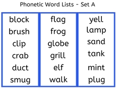 Blue Word Lists - Set A (PDF)