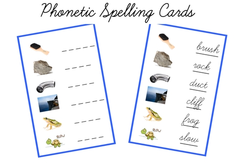 Blue Spelling Cards, Cursive (PDF)