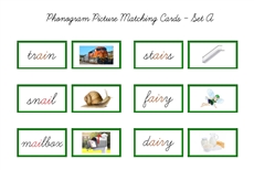 Green Picture Matching Cards, Cursive - Set A (PDF)