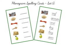 Green Spelling Cards, Cursive - Set A (PDF)
