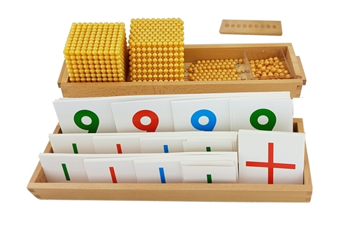 IFIT Montessori: Golden Bead Ten Base Blocks with Cards and Trays