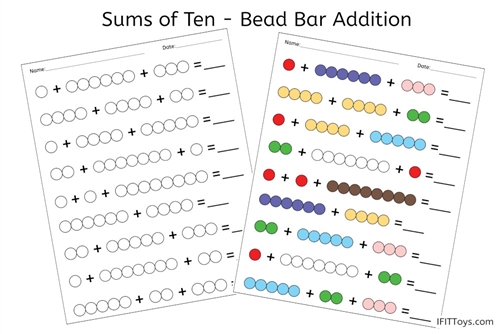 Sums of Ten - Bead Bar Addition (PDF)