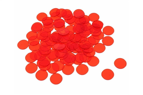 50 x 15 mm Clear Red Plastic Chips