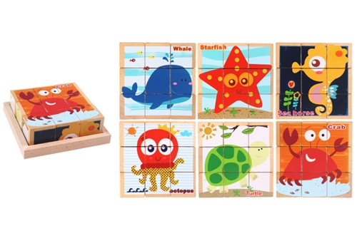 Wood Blocks Ocean Puzzle with Tray