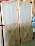 2-Wood Shed Doors  (Cross Buck Design Cedar Trim)  SHIPPING IS FREE !