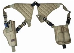 TG255TA Tan Universal Vertical Shoulder Holster with Mag Pouches - 3L-INTL
