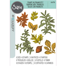 49 and Market -  Sizzix Framelits Die & A5 Stamp Set Forever Leaves