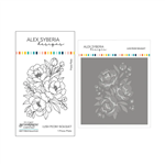 Alex Syberia Designs - Lush Peony Press Plate and Layering Stencil Bundle
