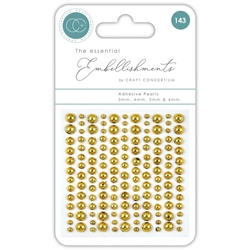 Craft Consortium - Essential Adhesive Pearls 143/Pkg Gold
