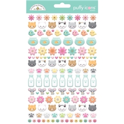 Doodlebug - Pretty Kitty Puffy Stickers Icons