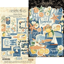Graphic 45 - Scenic Route Chipboard Die Cuts, Tags & Frames