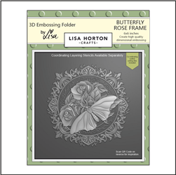 Lisa Horton - Butterfly Rose Frame 6X6 3D Embossing Folder & Die