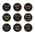 Memory Box - Open Studio Black Greeting Tabs Gold Foil Circle Thank You  36pk