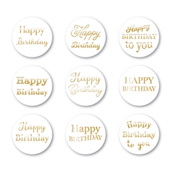 Memory Box - Open Studio Greeting Tabs Gold Foil Circle Happy Birthday  36pk