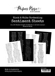 Paper Rose - A5 Sentiment Sheets Black & White 12/Sheets