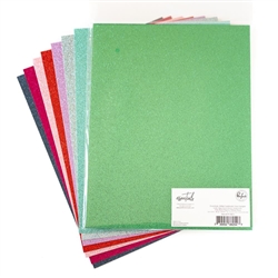 Pinkfresh Studio -  Essentials Glitter Cardstock 8.5"X11" Color Sampler 8 /pk