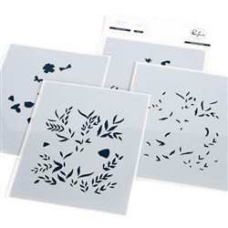 Pinkfresh Studio - 4.25"X5.25" Layering Stencils Butterfly Garden 4/Pkg