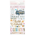 Pink Paislee -    Joyful Notes Thickers Stickers Gold Foil Phrase