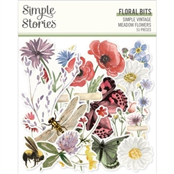 Simple Stories - Simple Vintage Meadow Flowers Bits and Pieces 51/Pkg Floral