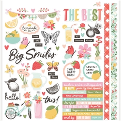 Simple Stories -  Pink Lemonade Icon Cardstock Stickers 12X12
