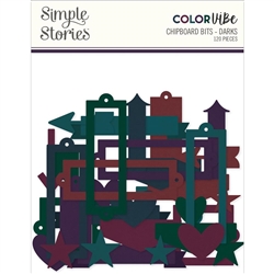 Simple Stories - Color Vibe Darks Chipboard Bits & Pieces 120/Pkg