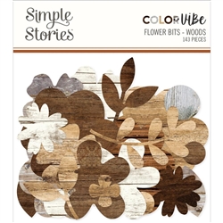 Simple Stories - Color Vibe Woods Cardstock Flower Bits & Pieces 143/Pkg