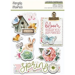 Simple Stories - Simple Vintage Spring Garden Layered Chipboard Stickers 6/Pkg
