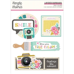 Simple Stories - True Colors Layered Chipboard Die-Cuts 4/Pkg