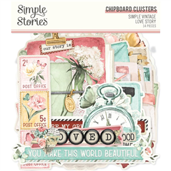 Simple Stories - Simple Vintage Love Story Chipboard Clusters 14/Pkg