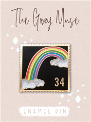 The Gray Muse - Rainbow Postage Stamp Enamel Pin (Black)