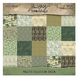 Tim Holtz - Idea-Ology Palette Collection: Green 12X12 Double-Sided Cardstock Pack
