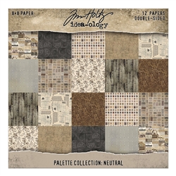 Tim Holtz - Idea-Ology Palette Collection: Neutral 8X8 Double-Sided Cardstock Pack