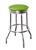 Bar Stool 24" Tall Chrome Finish Retro Style Backless Stool with an Lime Green Glitter Vinyl Covered Swivel Seat Cushion