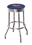 Bar Stool 29" Tall Chrome Finish Retro Style Backless Stool Featuring the New York Mets MLB Team Logo Decal on a Blue Vinyl Covered Swivel Seat Cushion