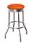 Bar Stool 29" Tall Chrome Finish Retro Style Backless Stool Featuring the New York Mets MLB Team Logo Decal on an Orange Vinyl Covered Swivel Seat Cushion