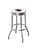 Bar Stool 29" Tall Chrome Finish Retro Style Backless Stool Featuring a Football Decal on a White Vinyl Covered Swivel Seat Cushion