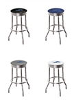 Bar Stool 24" or 29" Tall Chrome Finish Retro Style Backless Stool Featuring the Detroit Lions NFL Team Logo Decal on a Colored Vinyl Covered Swivel Seat Cushion