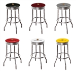 Porsche Themed Bar Stool 24" or 29" Retro Style Chrome Stool with Colored Vinyl Swivel Seat Cushion