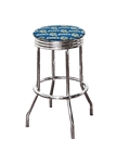 Bar Stool 24" or 29" Tall Chrome Finish Retro Style Backless Stool Featuring the Detroit Lions NFL Team Logo Fabric Covered Swivel Seat Cushion