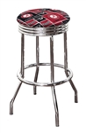 Bar Stool 24" or 29" Tall Featuring a Crimson Tide Football Team Logo Fabric Covered Swivel Seat Cushion