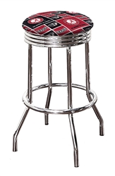 Bar Stool 24" or 29" Tall Featuring a Crimson Tide Football Team Logo Fabric Covered Swivel Seat Cushion