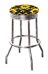 Bar Stool 24" or 29" Tall Featuring a Hawkeyes Football Team Logo Fabric Covered Swivel Seat Cushion