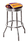 Bar Stool 24" or 29" Tall Featuring a Lakers Basketball Team Logo Fabric Covered Swivel Seat Cushion