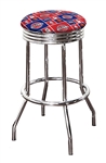 Bar Stool 24" or 29" Tall Featuring a Pistons Basketball Team Logo Fabric Covered Swivel Seat Cushion